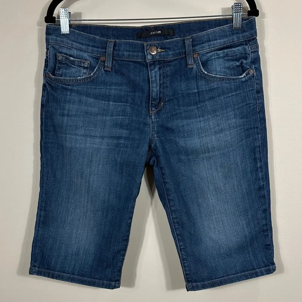 Joes Geordie Blue Medium Wash Denim Jean Stretch Casual Womens Shorts Size 28